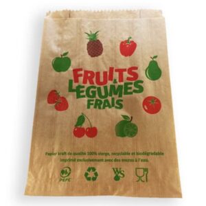 Sacs kraft fruits et légumes 1kg Brun - 17 + 6 x 26 cmx1000