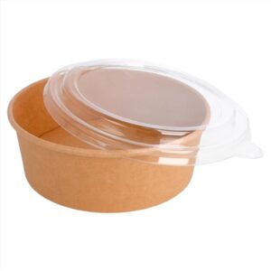 Saladiers carton kraft +couvercle PET 750 ML Ø15 x 6,5 cm 300 unités